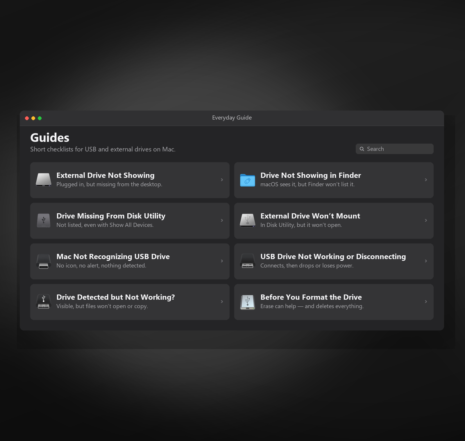 Everyday Guide home with eight USB guides